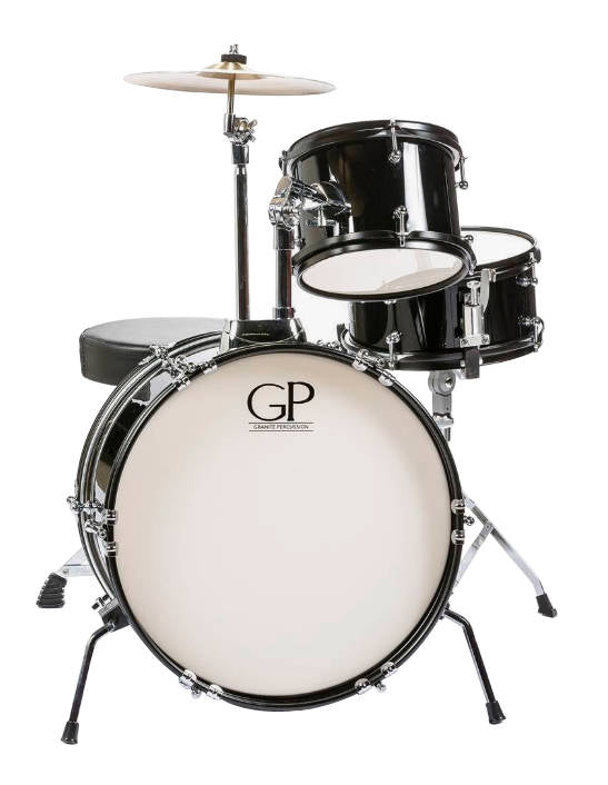 Granite Percussion Junior 3-piece Drum Kit (1610sd) with Cymbals and Hardware - Black