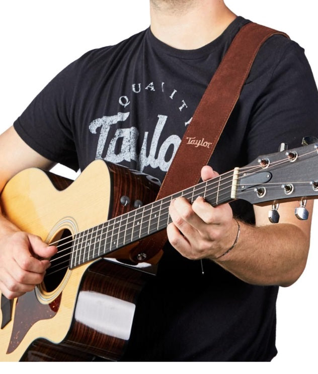 Taylor Strap,Embroidered Suede,Choc,2.5"