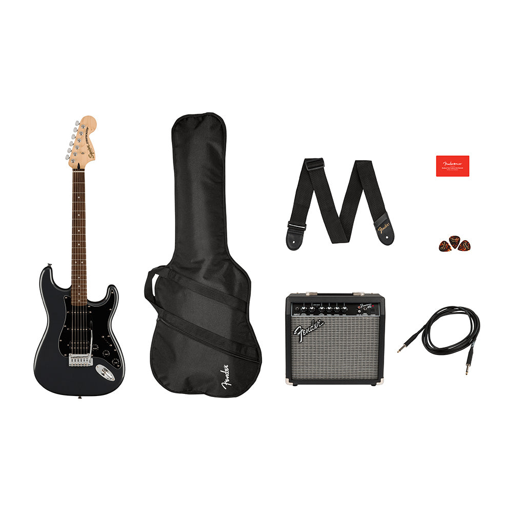 Squier Affinity Series Stratocaster HSS Guitar Player Pack (Charcoal Frost Metallic) 0372821069