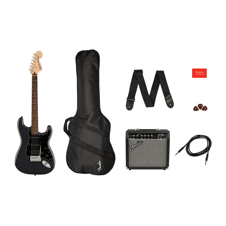 Squier Affinity Series Stratocaster HSS Guitar Player Pack (Charcoal Frost Metallic) 0372821069