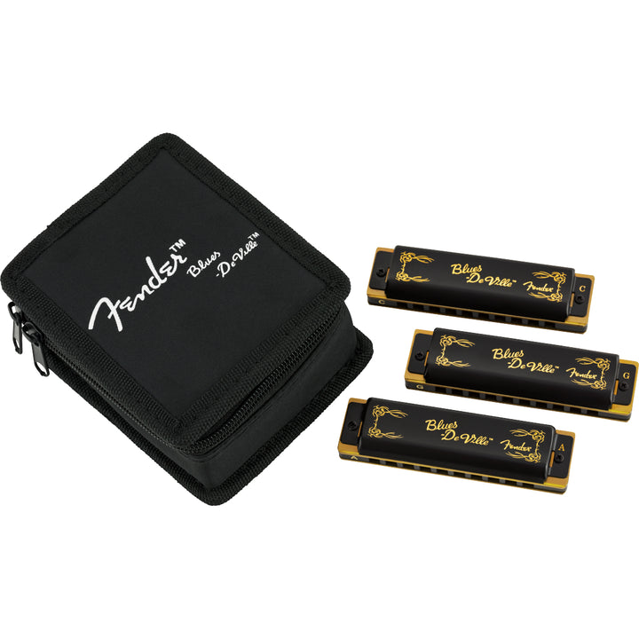 Fender Blues DeVille Harmonica - Pack of 3 w/ Case