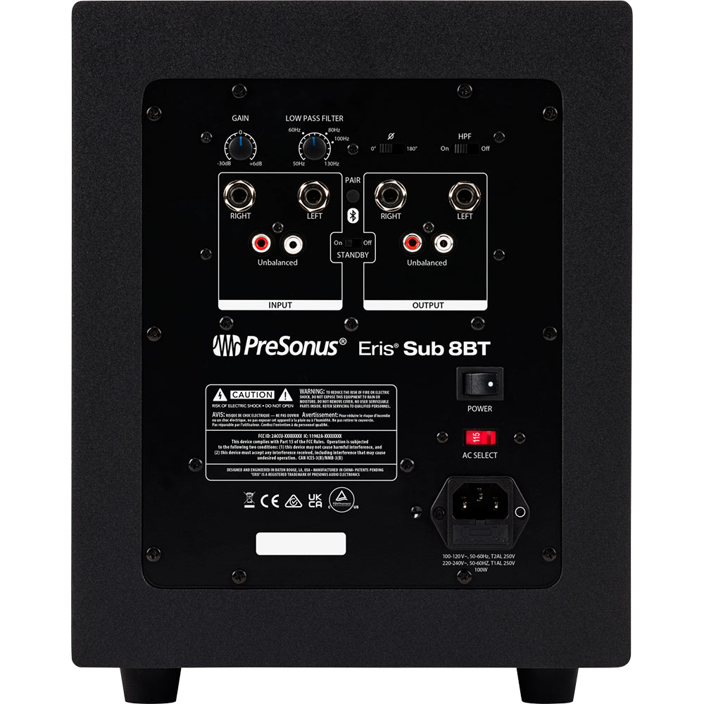 PreSonus Eris Sub 8BT - Compact 8-inch Active Studio Subwoofer with Bluetooth® Connectivity