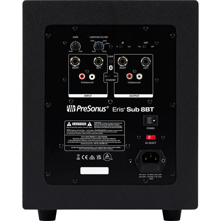 PreSonus Eris Sub 8BT - Compact 8-inch Active Studio Subwoofer with Bluetooth® Connectivity