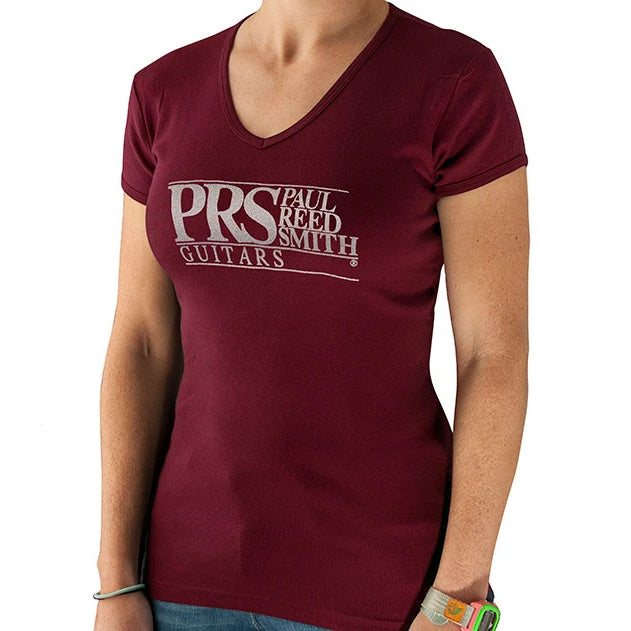 PRS Shirt Block Logo Ladies Short Sleeve Tee (Oxblood Red)