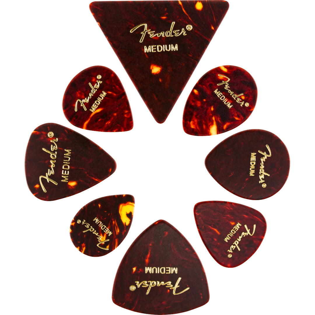 Fender Guitar Picks All Shapes Celluloid Medley Tortoise Shell - Medium