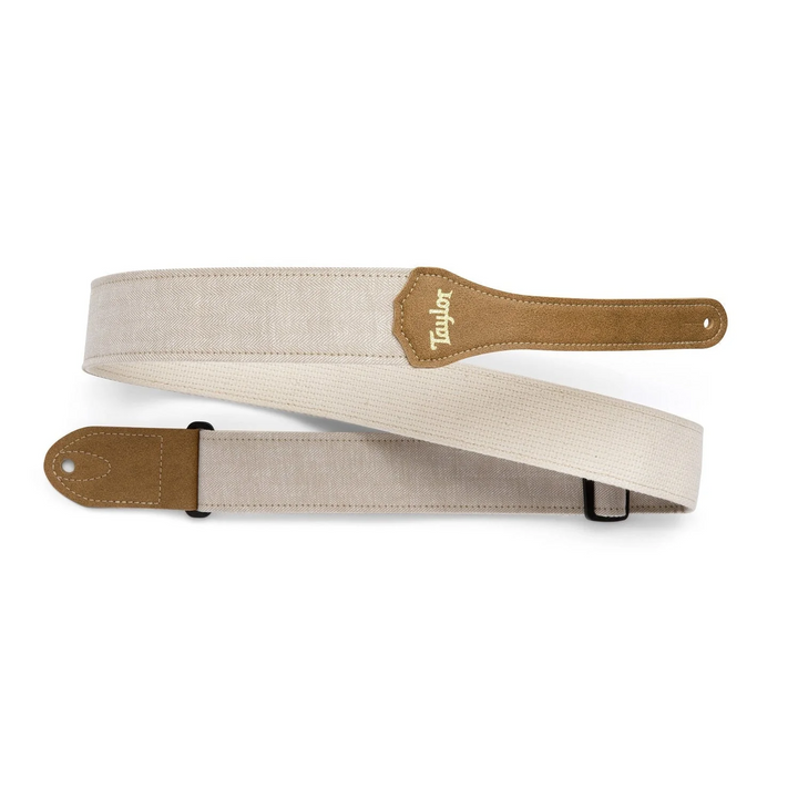 Taylor Vegan Guitar Strap Herringbone Hemp Cotton - White