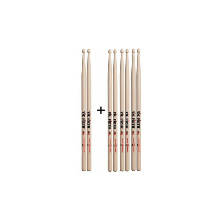 Vic Firth American Classic 5A Wood Tip Drumsticks Value Pack Buy 3 Get 1 Free