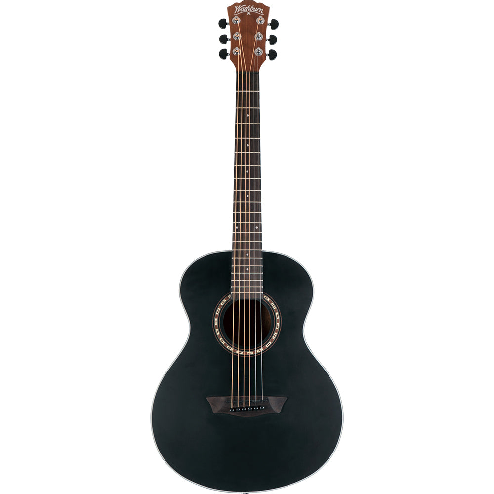 Washburn AGM5BMK-A Apprentice Mini Grand Auditorium w/Bag,Black Matt Spruce Top, Mahogany Backs & Sides
