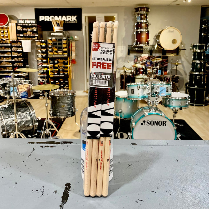 Vic Firth American Classic 5A Wood Tip Drumsticks Value Pack Buy 3 Get 1 Free