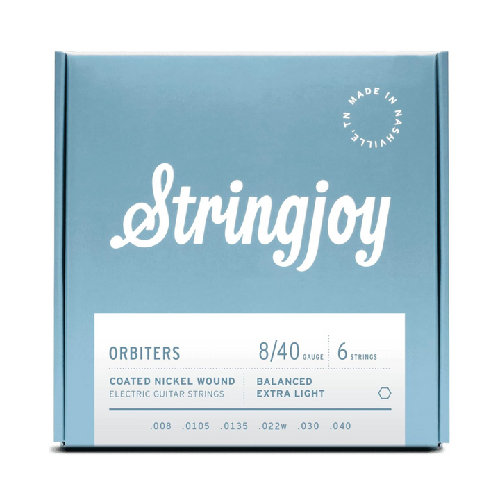 Stringjoy Orbiters | Balanced Extra Light Gauge (8-40) Coated Nickel Wound Electric Guitar Strings
