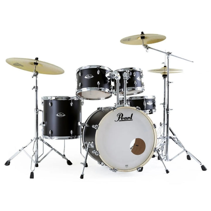 Pearl Export Exx 5-piece Drumkit & Hardware in Satin Shadow Black W/ Zildjian Cymbal Pack & Throne - Exx785zpc761-t1