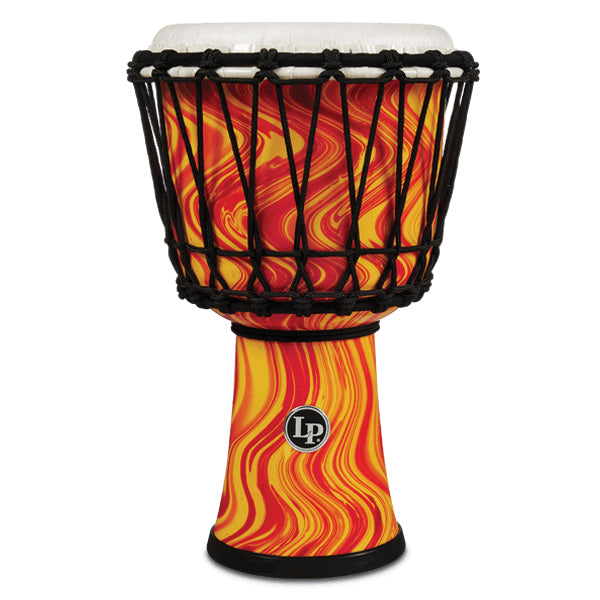 LP LP1607 World 7” Rope Tuned Circle Djembe w/ Perfect Pitch Head - Orange Marble