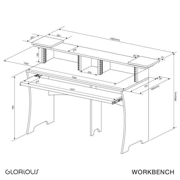 Glorious Workbench Studio Workstation Desk - Driftwood