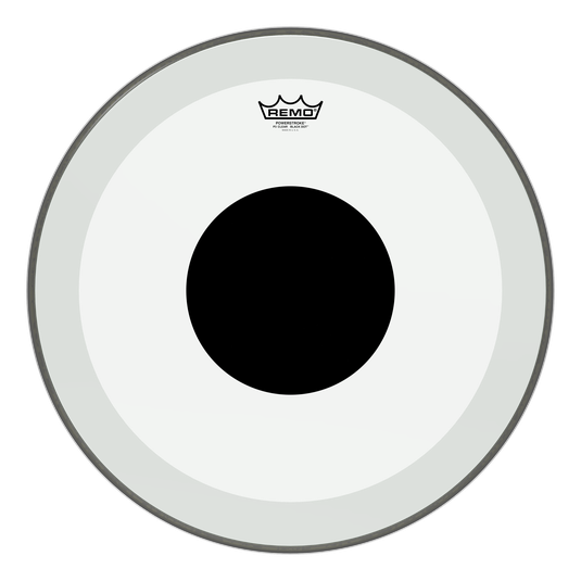 Remo P3-1324-10 - 24'' Powerstroke P3 Clear Black Dot Bass Drumhead- Top Black Dot
