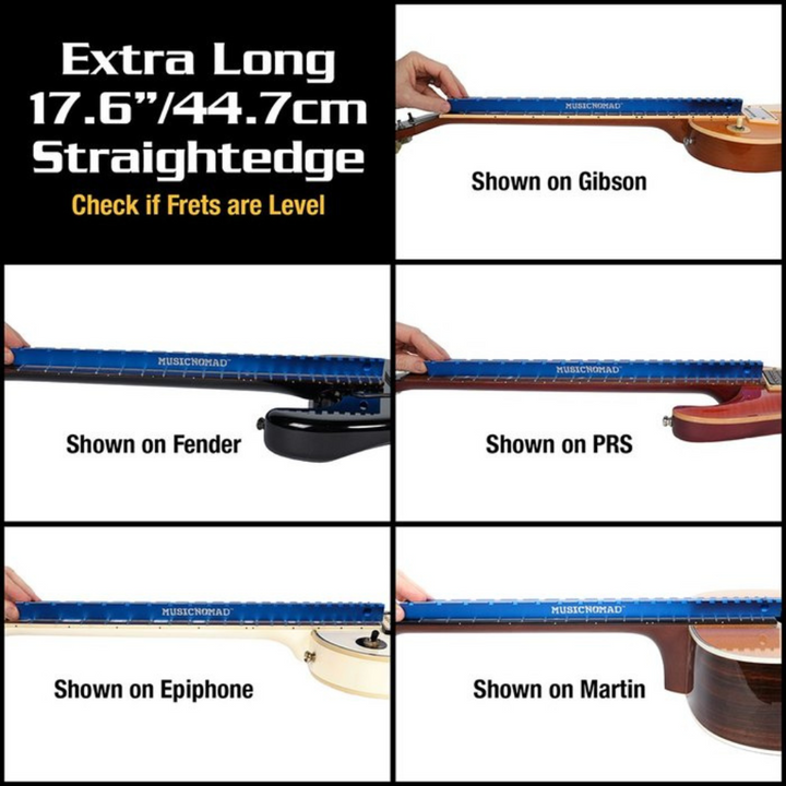 MusicNomad TRI-BEAM-NOTCHED 3-in-1 Straight Edge Tool w/ 2 Notched & 17.6in Sides
