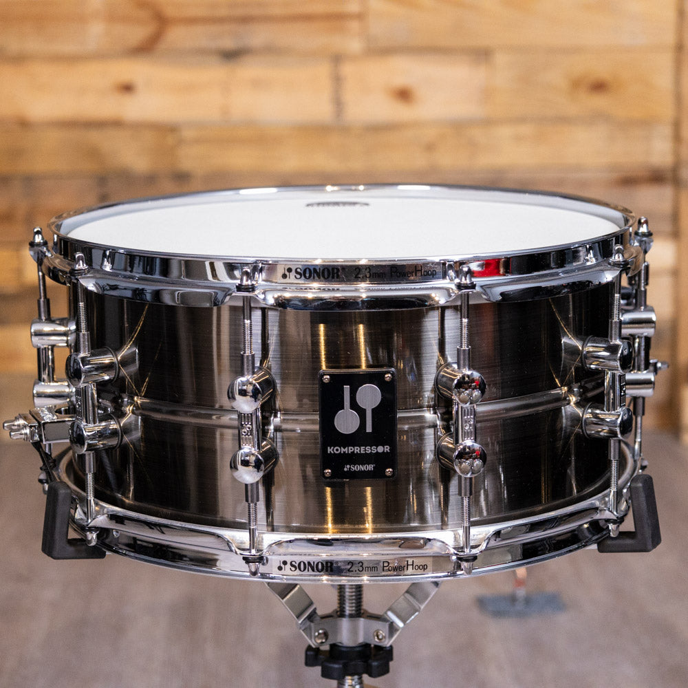 Sonor Kompressor Snare Drum 14x6 Inch, Brass, Black Nickel Plated