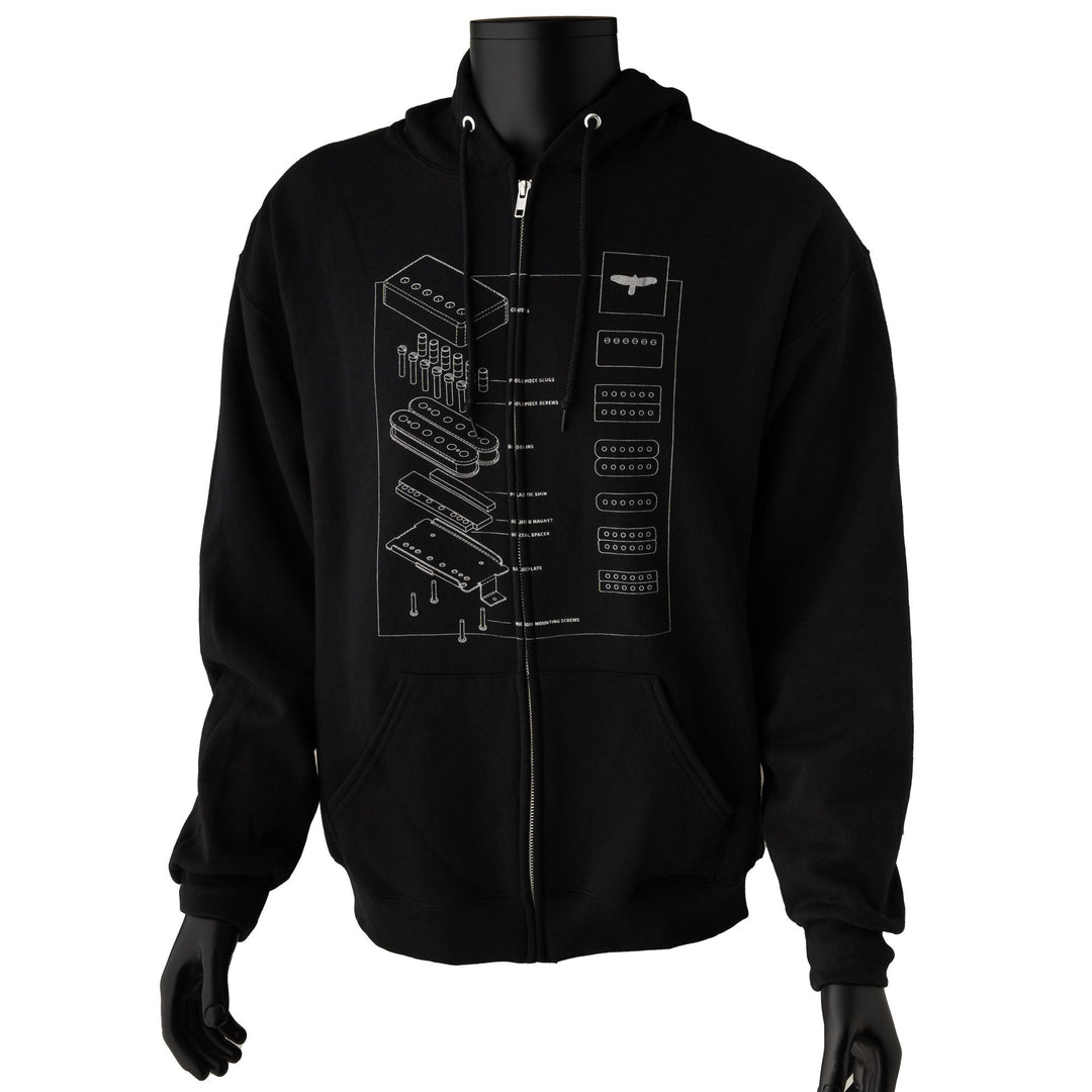 PRS Exploded Pickup Hoodie (Full Zip), Black
