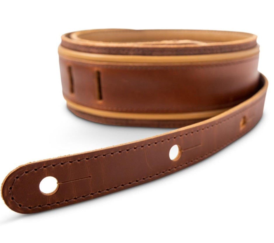 Taylor Spring Vine Strap,Med Brown Leather,2.5" Brown,Butterscotch Trim