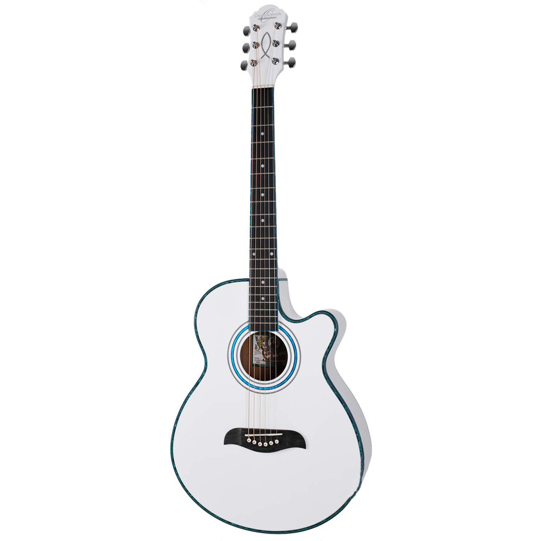Oscar Schmidt OG10CEWH-A Acoustic Guitar Concert Size Thin Body White