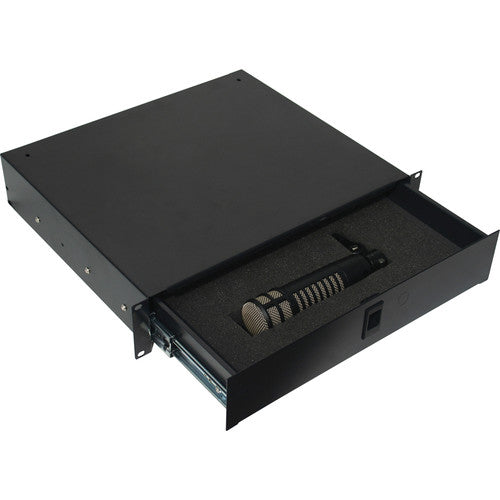 Gator GRW-DRWDF2 2U lockable Drawer, 14.2'' Deep w/ diced foam