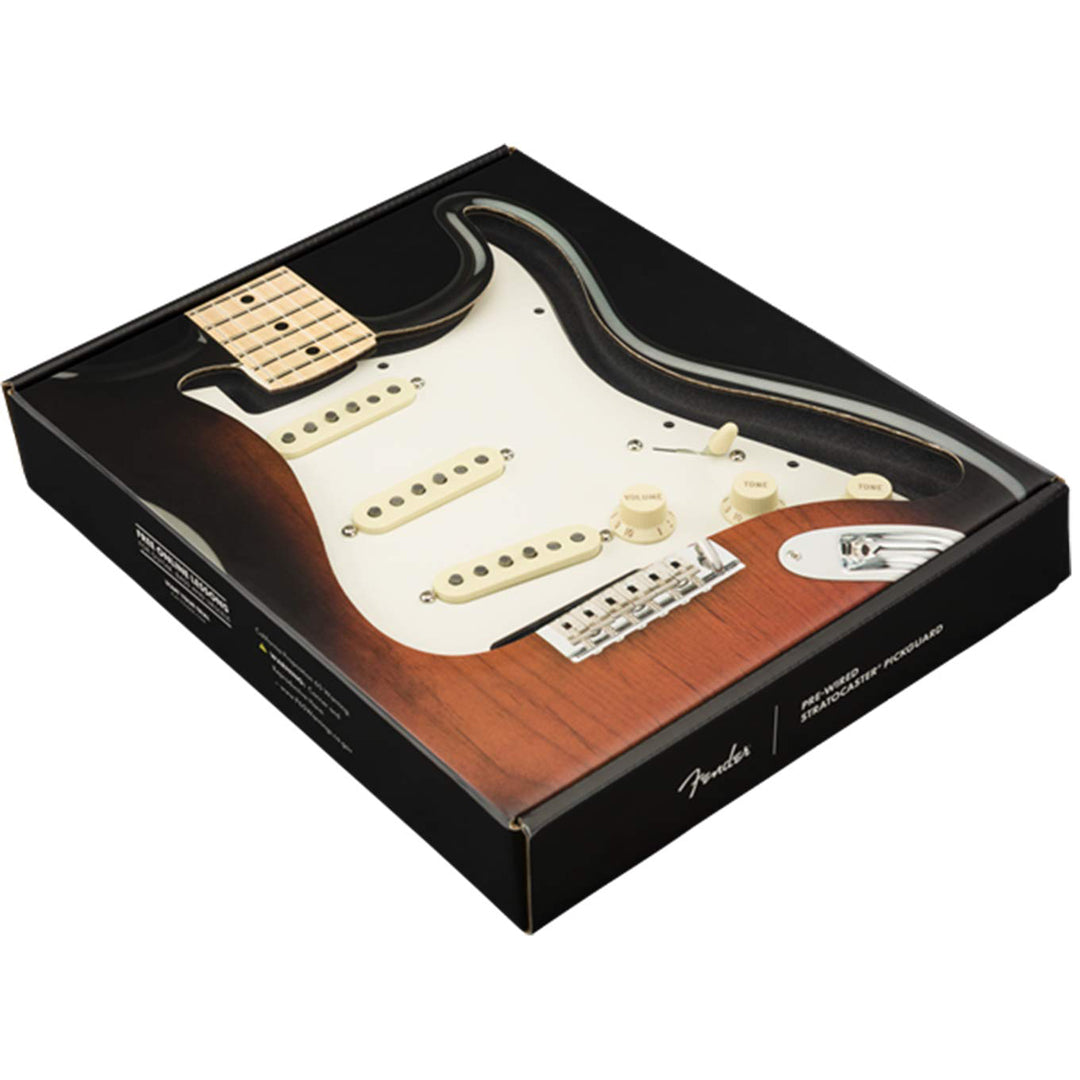 Fender Pre-Wired Strat Pickguard, Tex-Mex SSS - White