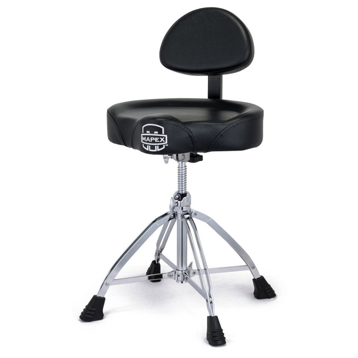 Mapex T875 Saddle Top Drum Throne with Back Rest and Double-Braced Quad Legs