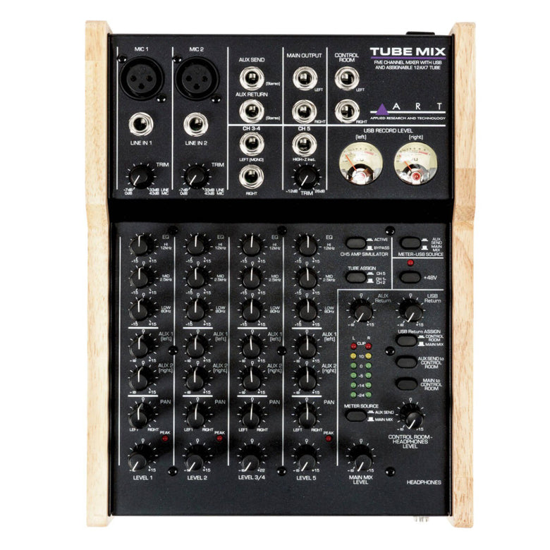 ART Pro Audio TubeMix 5-Channel Recording Mixer with USB and Assignable 12AX7 Tube