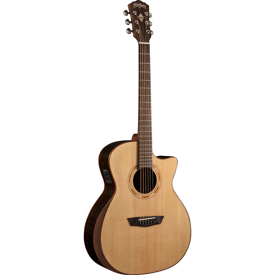 Washburn WCG20SCE-O Comfort Grand Auditorium w/Cutaway/Pickup,Solid Sitka Spruce Top, Pau Ferro Back & Sides