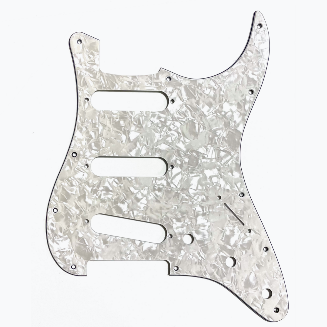 Allparts PG-0552 11-hole Pickguard for Stratocaster® White Pearloid 4-ply (WP/W/B/W) .100