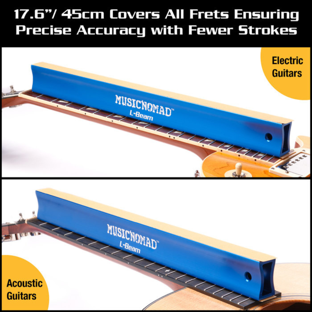 MusicNomad FRET-LEVELER-L-BEAM-17-6 Fret Leveling Beam (17.6in) for Acoustic/Electric Guitars