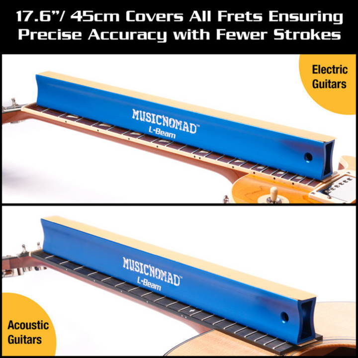 MusicNomad FRET-LEVELER-L-BEAM-17-6 Fret Leveling Beam (17.6in) for Acoustic/Electric Guitars