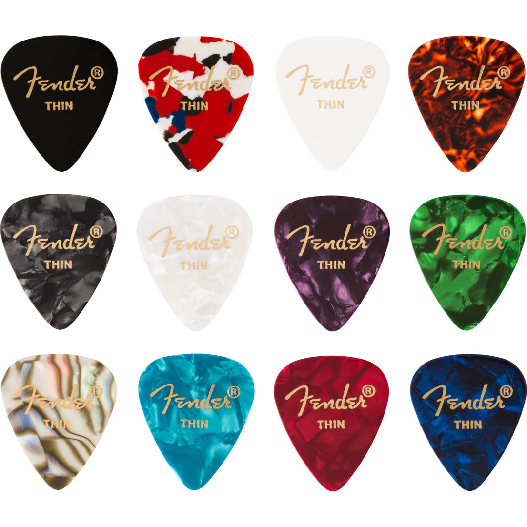 Fender Guitar Picks 351 Shape Celluloid Medley (12-Pack) - Thin