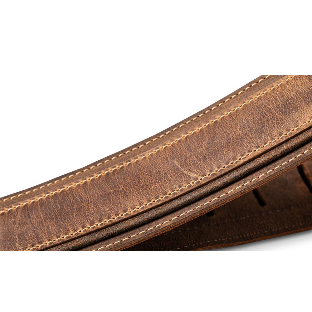 Taylor Wings Distressed Leather Guitar Strap, 2.5" - Dark Brown Leather