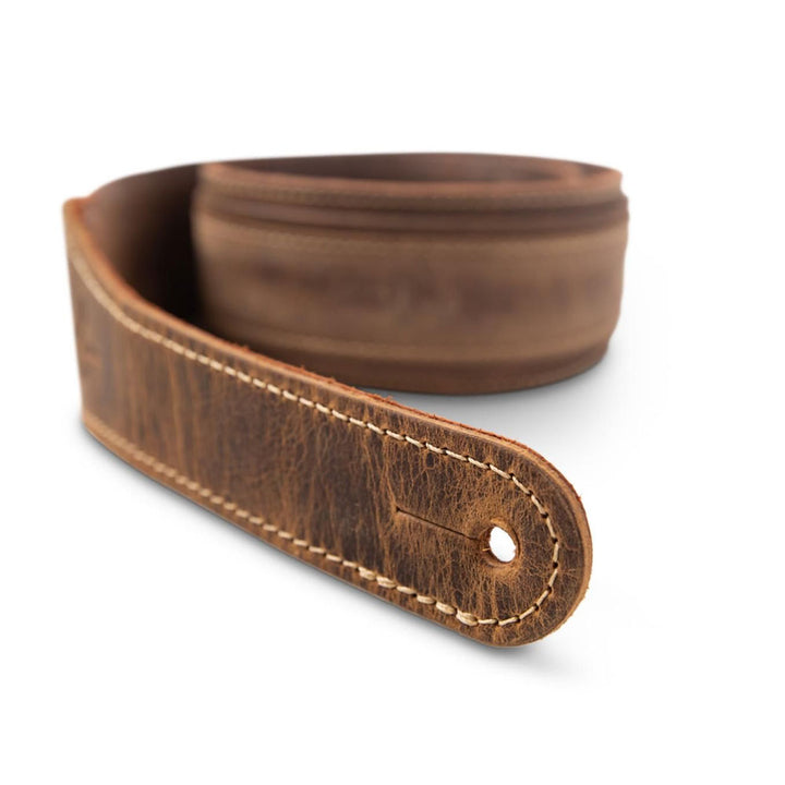 Taylor Wings Distressed Leather Guitar Strap, 2.5" - Dark Brown Leather