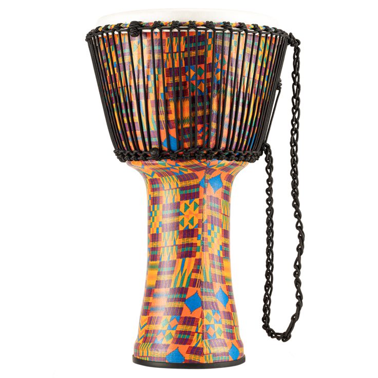 Meinl Percussion 14" Rope Tuned Travel Series Djembe Synthetic Head (Patented) Kenyan Quilt
