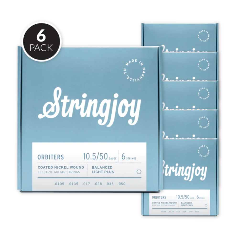 Stringjoy Orbiters | Balanced Light Plus Gauge (10.5-50) Coated Nickel Wound Electric Guitar Strings