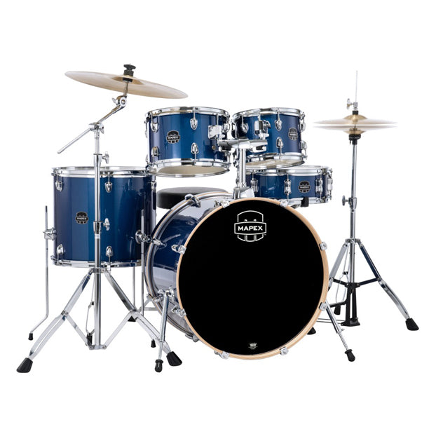 Mapex Venus 5-Piece Drum Kit (22,10,12,16,SD) with Cymbals and Hardware - Blue Galaxy Sparkle