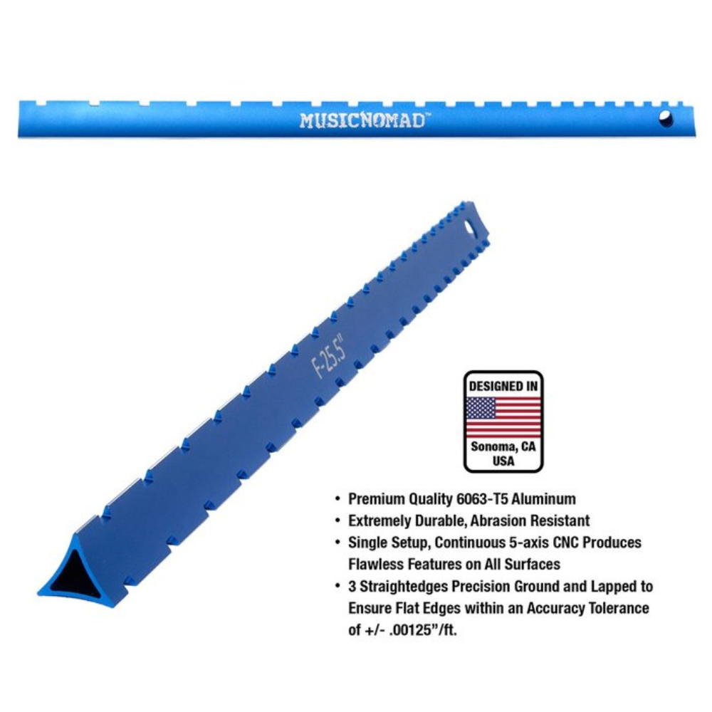 MusicNomad TRI-BEAM-NOTCHED 3-in-1 Straight Edge Tool w/ 2 Notched & 17.6in Sides