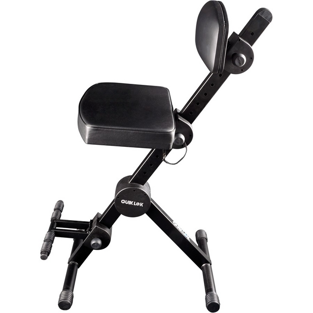 Quiklok Adjustable Musicians Stool with Back and Footrest (Black)