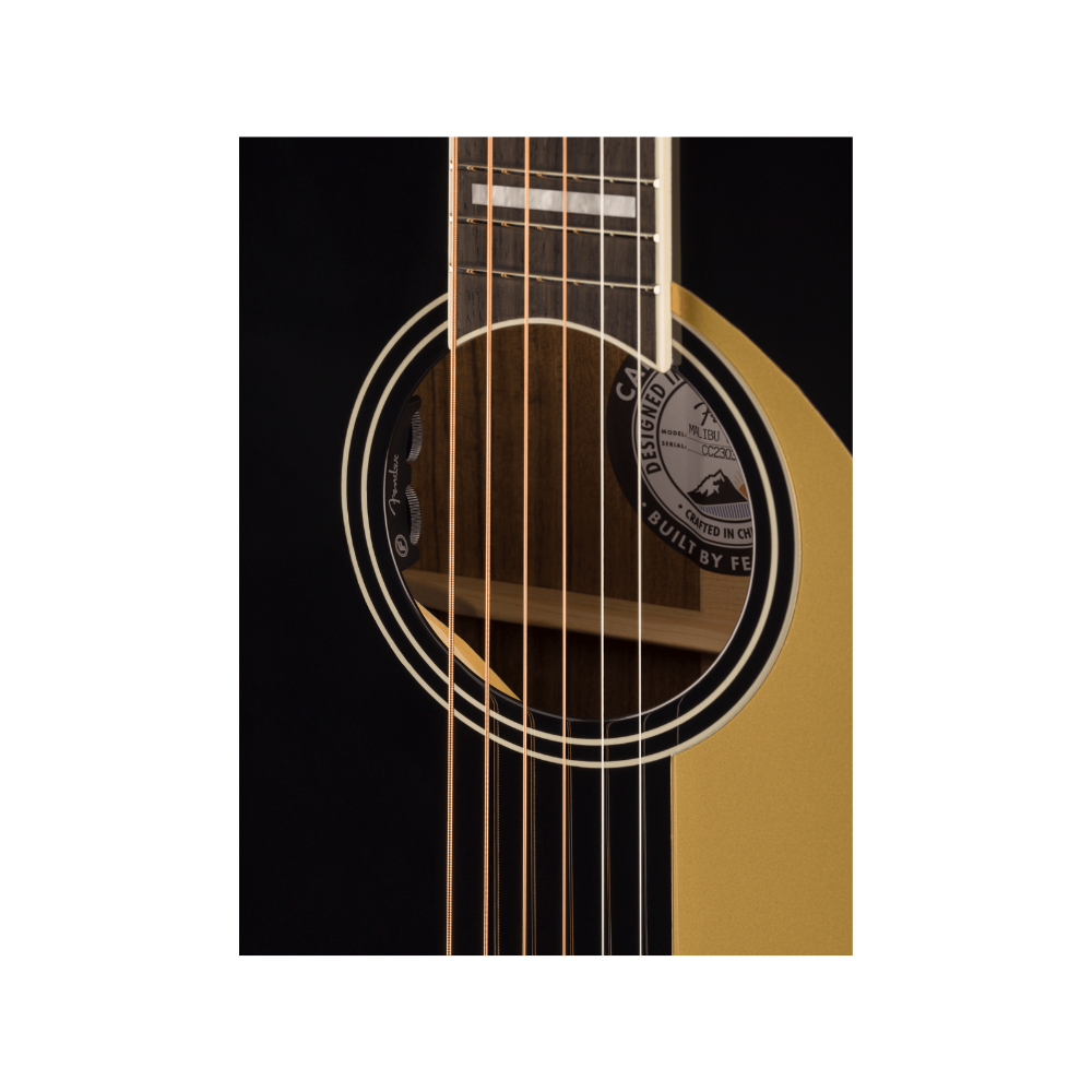 Fender California Series Malibu Vintage Ovangkol Fingerboard Gold Pickguard - Black