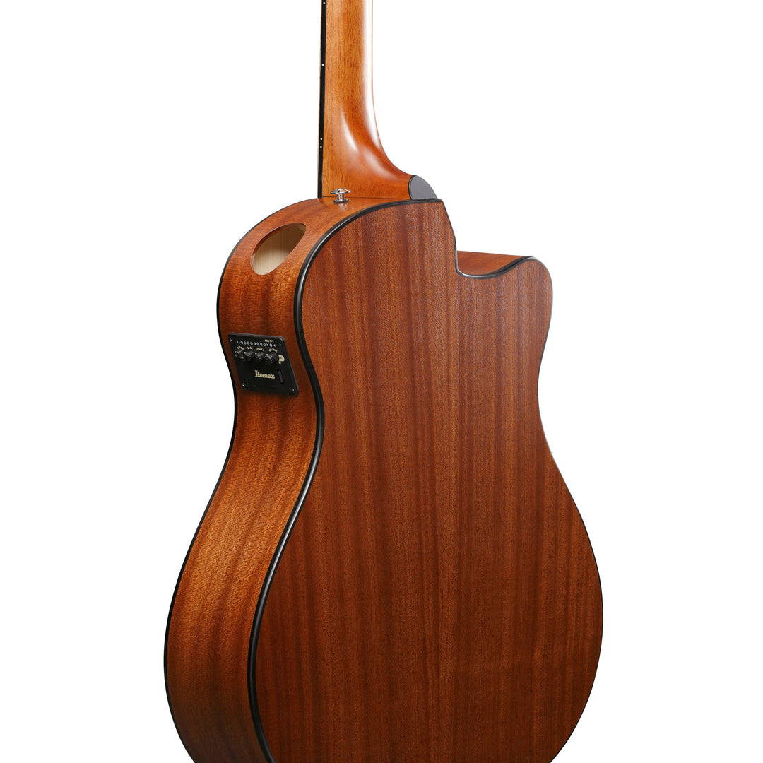 Ibanez AAM50LCEOLB Acoustic/Electric Guitar Left Handed - Open Pore Light Brown Sunburst Top, Natural Open Pore Back and Sides
