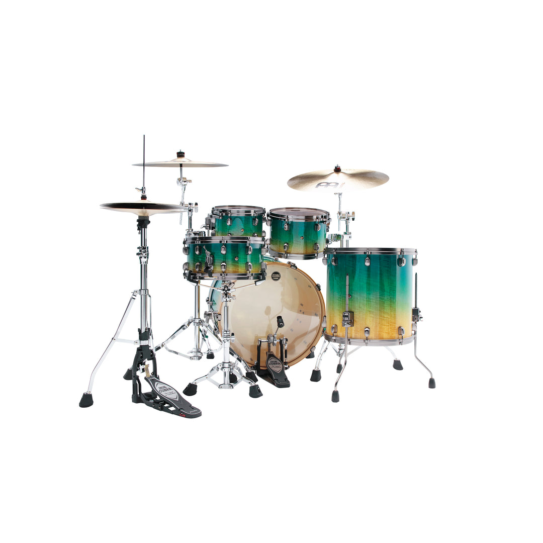 Tama Starclassic Maple 4-Piece Shell Pack (22,10,12,16), Smoked Black Nickel Hardware - Marine Shoreline Movingui Fade