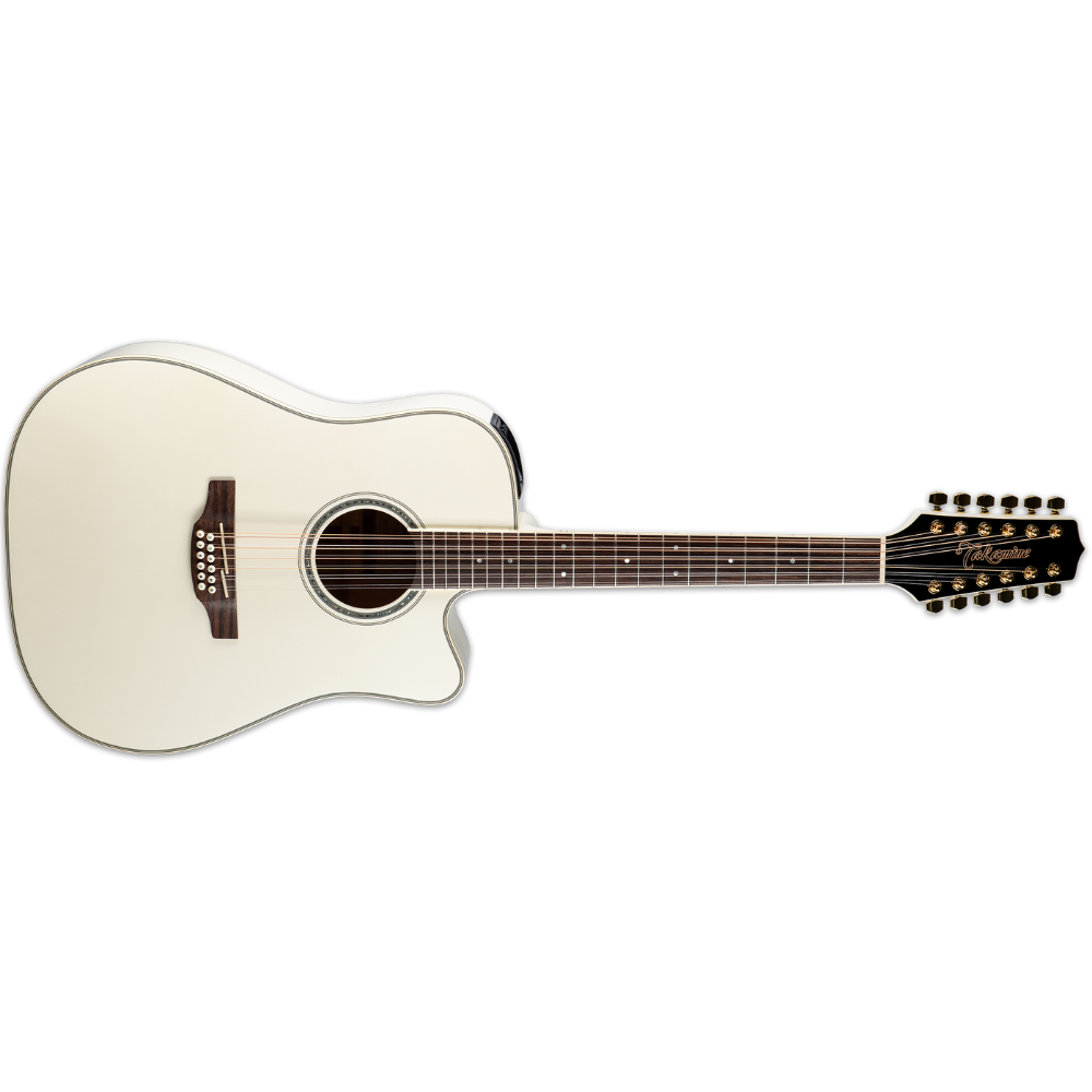 Takamine GD37CE-12-PW Dreadnought 12 String- Solid Spruce Top Pearl White Finish -TP-3G preamp - Gig bag included