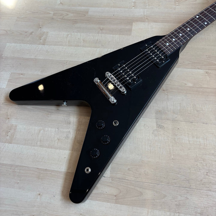 Gibson - 80s RI Flying V - Ebony w/ Brown Deluxe Gibson HD Case  & Case Candy (2023-Demo)