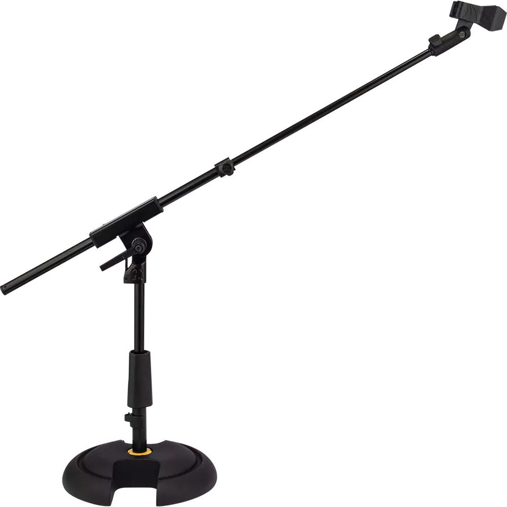 Hercules MS120BPRO Low Profile Round Base Microphone Stand with Telescopic Boom & EZ Microphone Clip