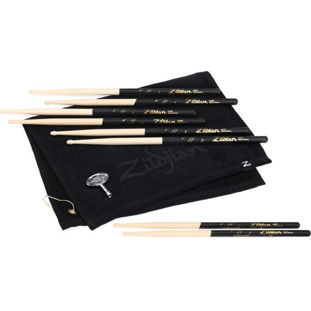 Zildjian SDSP247 Drumsticks 5A DIP 4PR W/ Free Towel, Drumkey