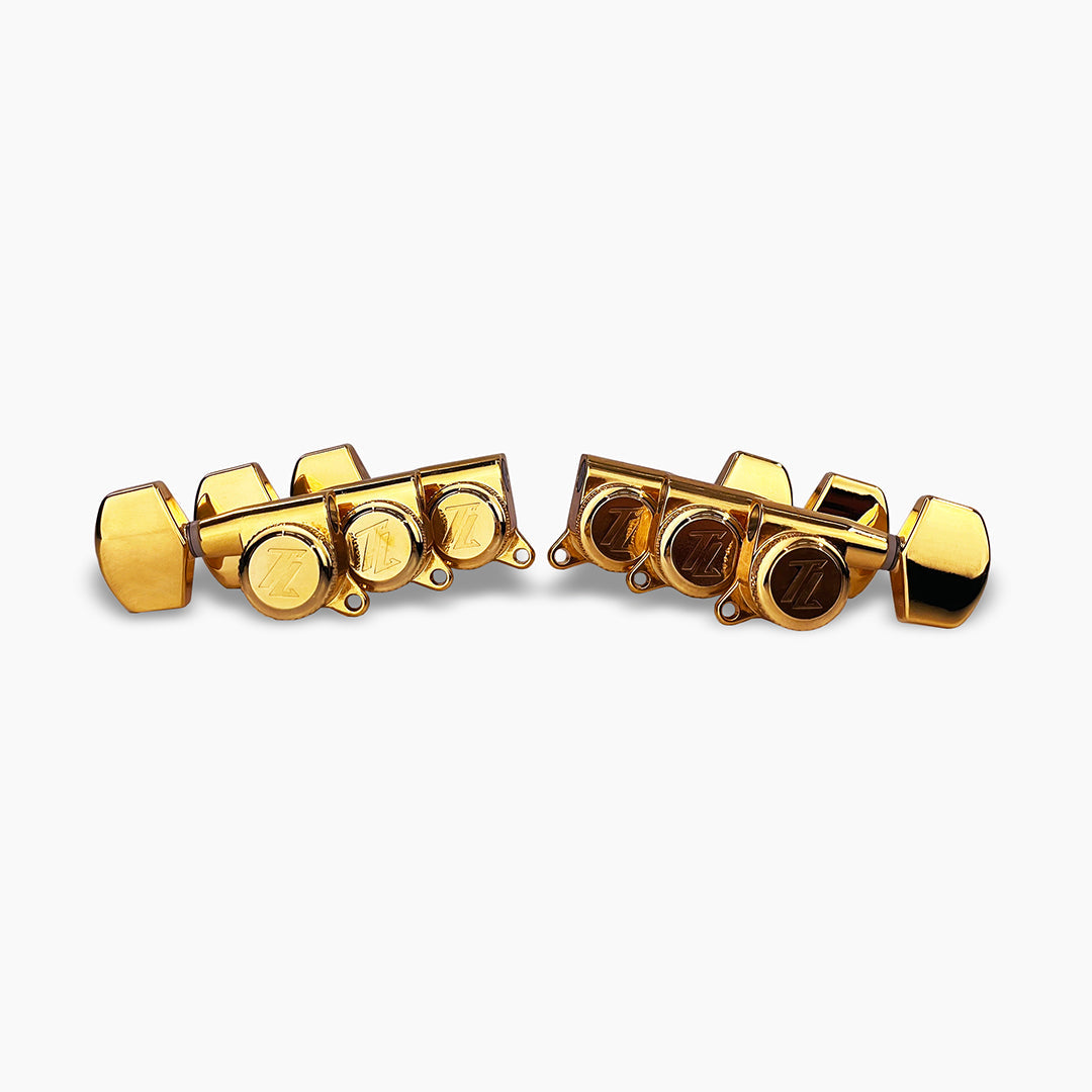 Allparts TK-7117-002 True Lok Mid Size Locking Tuners, 3x3, Gold