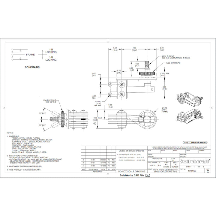 Allparts EP-4365 Switchcraft® Right Angle Toggle Switch