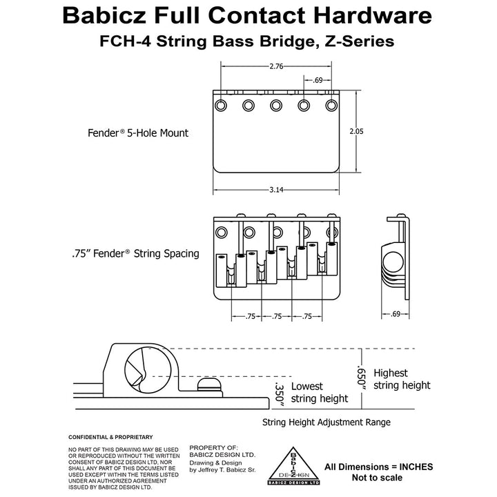 Allparts BB-3548-010 - Babicz Full Contact Babicz FCH Z Series 4 String Bass Bridge