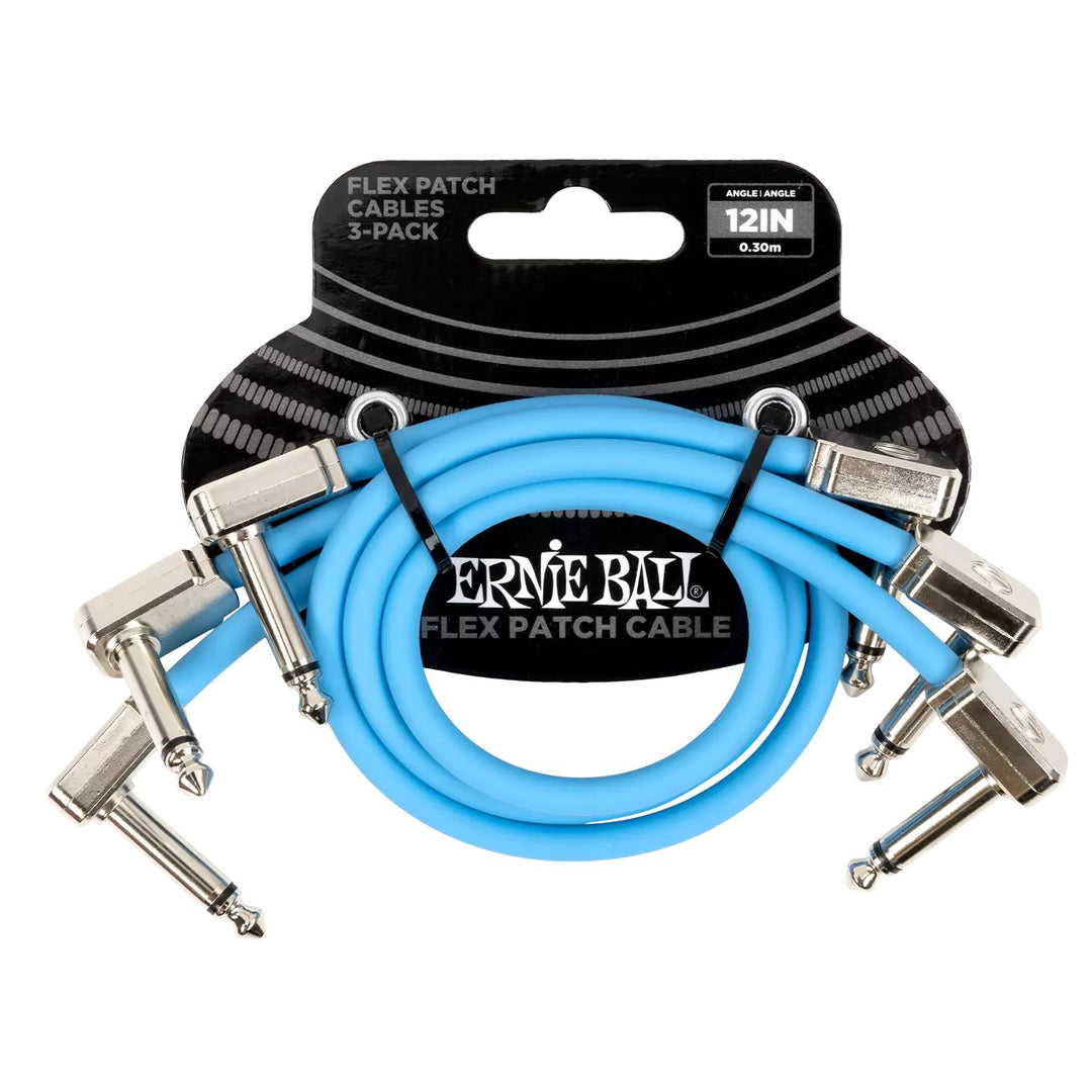 Ernie Ball 6461EB Flex Patch Cable 12" - Blue (3 Pack)